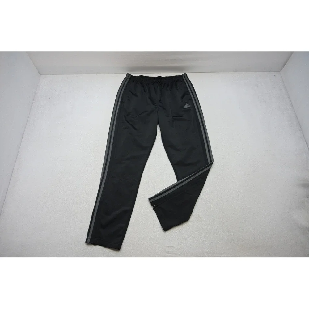 Adidas Track Pants Men XL Black Grey Stripe Primegreen Tapered Excellent